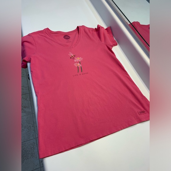 Life is Good Pink t-shirt Top - Picture 3 of 6